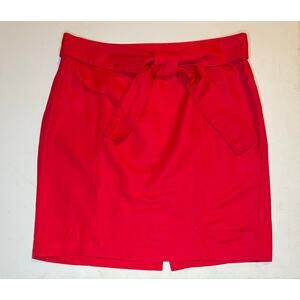 Banana Republic Red Linen Cotton Skirt Women’s Sz 14 Pencil Tie Waist office